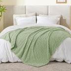 BEDELITE Fleece Blanket - 3D Jacquard Decorative Sage Green Twin Blankets for Couch & Bed, Soft and Cozy Warm Plush Fluffy Blanket All Seasons Suitable, 60x80Inches