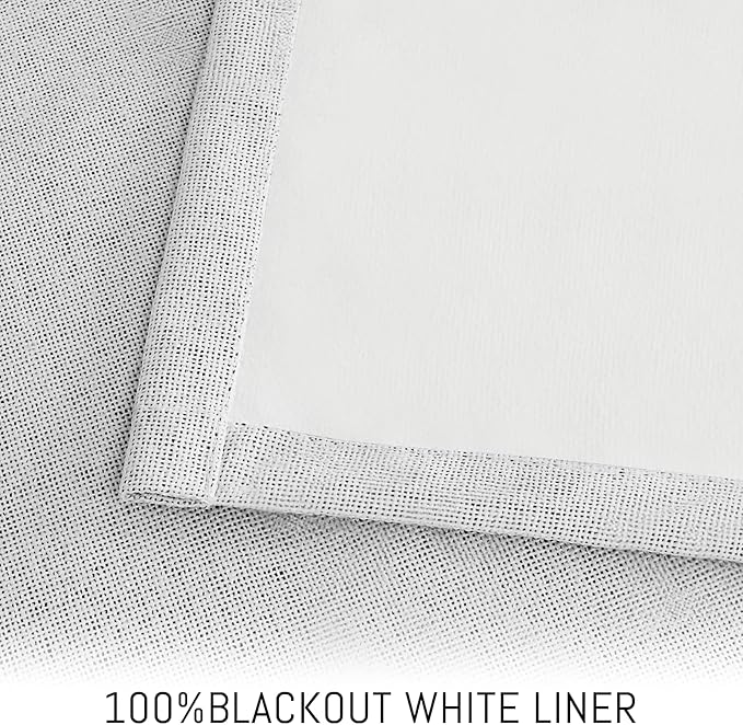 Yakamok White Linen Textured Curtains 72 Inches Long for Living Room