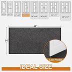 Mibao Front Door Mat, Dirt Trapper Welcome Mat for Outdoor Indoor, Non-Slip Waterproof Doormat, Durable Machine Washable Low Profile Entry Rug for Back Door Outside Patio Porch, 48" x 24", Grey