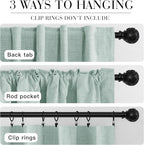 RYB HOME 100% Blackout Linen Textured Curtains 96 inches Long, Thermal Insulating Privacy Energy Saving for Bedroom Living Room Window Office Theater Baby Nursery, W 52 x L 96 in, Aqua, 2 Panels