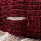 MIULEE Pack of 2 Burgundy Corduroy Decorative Pillow Covers 18x18 Inch Soft Boho Striped Throw Pillow Covers Modern Farmhouse Home Decor for Sofa Living Room Couch Bed