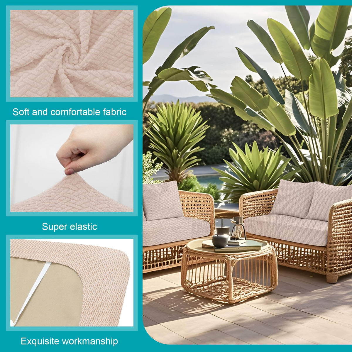 14 Pcs Outdoor Cushion Covers, Patio Sofa Cushion Covers Replacement