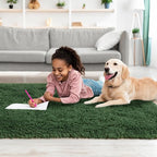 Tepook Soft Runner Rugs for Bedroom 2x6 with Rubber Backing, Dark Green Fluffy Rugs for Hallway, Shag Bedside Rug Fuzzy Plush Carpet for Living Room Dorm Nursery Indoor Home Decor