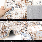 HEBE Hallway Runner Rug 2'x8' Washable Vintage Distressed Area Rugs Non Slip Laundry Rug Runner Boho Floor Carpet Runners for Hallways Entryway Laundry Room Kitchen Bathroom
