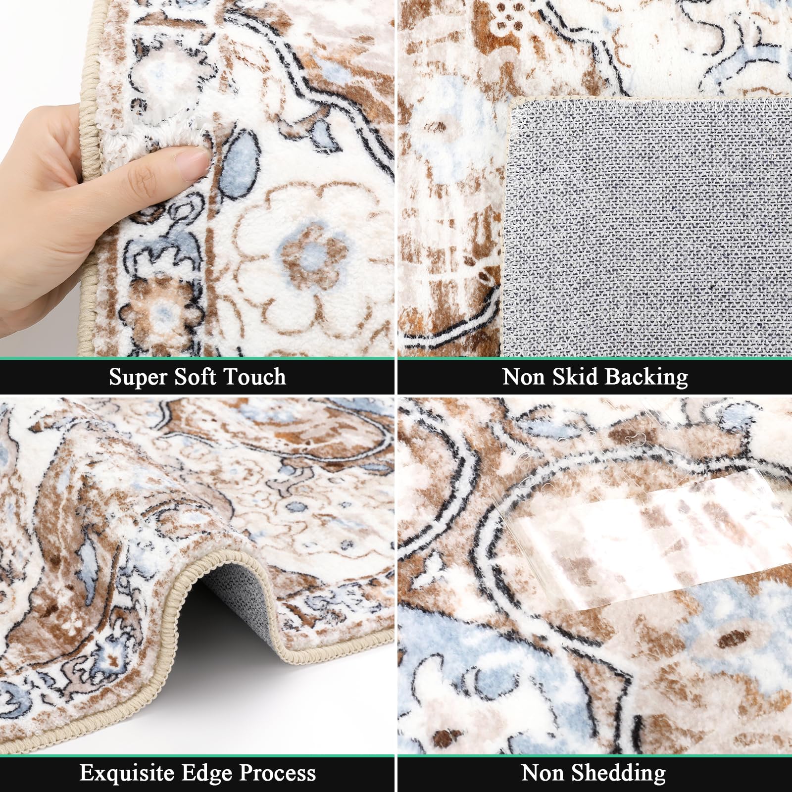HEBE Hallway Runner Rug 2'x6', Washable Non Slip Kitchen Rug Runner