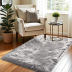 LOCHAS Soft Fluffy Faux Fur Rugs for Bedroom Bedside Rug 2x4 Feet, Grey