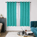 Deconovo Blackout Curtains, Thermal Insulated Soundproof Grommet Drapes, Wave Dots Silver Print, 52 x 72 Inch, Set of 2, Machine Washable Panels for Kitchen Bedroom Living Room Nursery, Turquoise