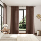 Mocha Mousse Curtains 102 Inches Long 2 Panel Set Back Tab Rod Pocket Linen Blend High Window Semi Sheer Light Filtering Burlap Look for Neutral Farmhouse Decor Curtain in Living Room 52x102