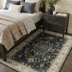 RELEANY Washable Area Rug, 4'x6', Black/Vintage/Beige