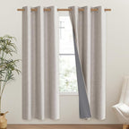 NICETOWN Brich Vintage Open Linen Weave Flax Thermal Curtains, 100% Blackout Curtains 72" Long for Dining Room, Soundproof Window Treatment Drapes for Gym Room, 42" Wide Per Panel, Set of 2