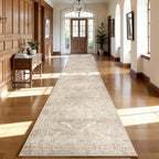 3x20 Washable Runner Rug: Vintage Non Slip Long Hallway Rugs NaturalBeige
