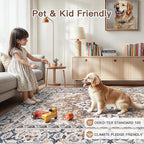 Lofus 4ft Area Rugs for Living Room, Washable Area Rug, Rugs for Bedroom, Kitchen, Vintage Boho Carpet, Soft Non-Slip, Low Pile Large Area Rug for Office Dining Room, Floral Brown