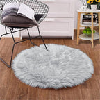 Goolela Grey Round Rug 3ft Fluffy Faux Sheepksin Fur Rug Fuzzy Gray Bedside Rugs for Bedroom Living Room Plush Soft Circle Shag Carpet