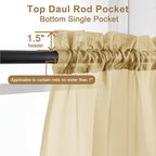 Chyhomenyc Gold Sheer Curtains 54 Inch Long 2 Panels Set, Short Voile Rod Pocket Drapes for Dinning Small Windows Bathroom Living Room Bedroom, Each 42Wx54L in, 2PCS, Gold