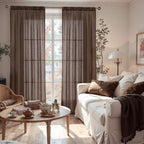 BGment 96 Inches Long Linen Curtains for Living Room Brown Sheer Drapes