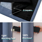 ChrisDowa 100% Blackout Curtains for Bedroom with Black Liner, 2 Thick Layers Total Blackout Thermal Insulated Grommet Long Window Curtains 2 Panels Set (Stone Blue, 52 x 95 Inch)