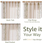 jinchan Evelyn Embroidered Linen Curtains 63 inch Floral Curtains for Living Room Bedroom Farmhouse Cottagecore Semi Sheer Light Filtering Window Drapes Rod Pocket 2 Panels W50 x L63 Sage Green