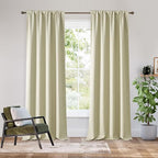 RYB HOME Bedroom Blackout Curtains 80 inches Long, 100% Blackout Thermal Insulated Noise Reducing Curtains for Living Room Nursury, 34 inches Wide by 80 inches Long, Beige