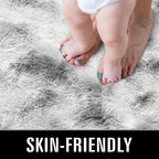 TWINNIS Super Soft Shaggy Rugs Fluffy Carpets 6x9 Feet, Indoor Modern Plush Area Rugs for Living Room Bedroom Kids Room Nursery Home Decor, Upgrade Anti-Skid Fuzzy Rug, Grey and White