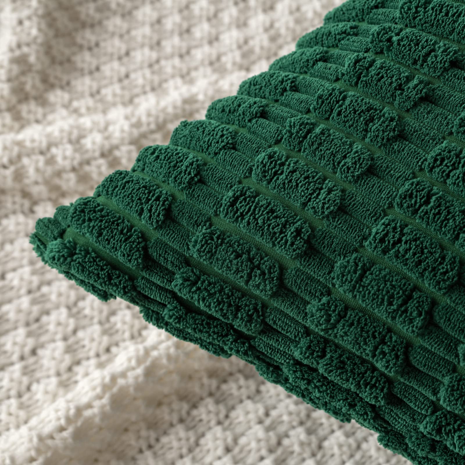 MIULEE Corduroy Decorative Throw Pillow Covers 18x18 Dark Green Pack of 2