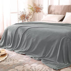 BEDELITE Fleece Blanket Soft Plush Queen Size Bed Blanket Grey 90"x90"
