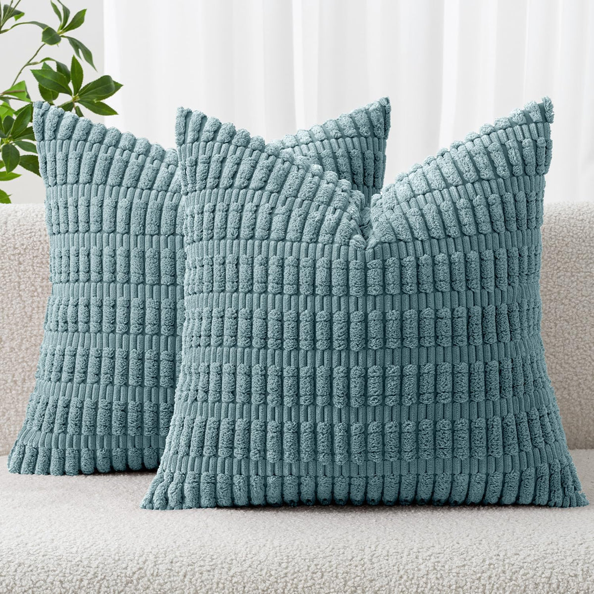 MIULEE Corduroy Decorative Throw Pillow Covers 20x20 Crimson Pack of 2