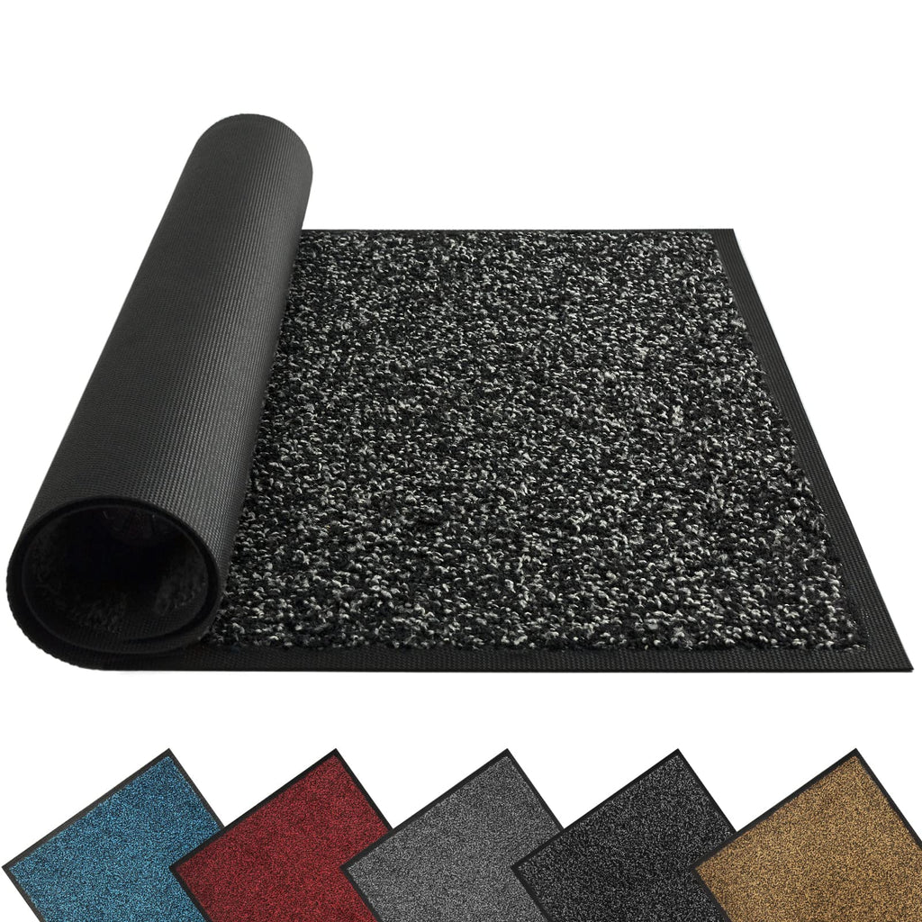 Mibao Super Absorbent Front Door Mat, 72" x 24", Non-Slip Washable Indoor Doormats, Low Profile Entryway Rug Outdoor, Dirt Resistant Welcome Mats for Front and Back Door Entrance, Anthracite Black
