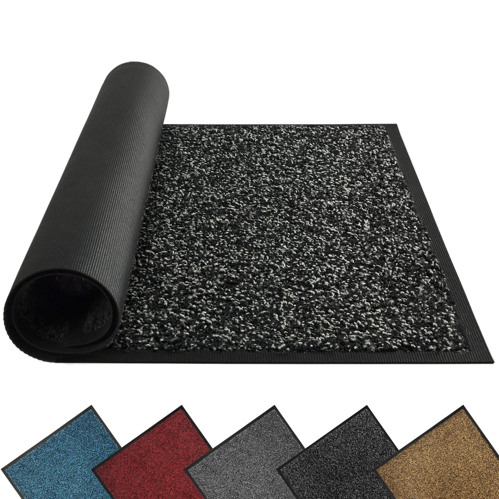 Mibao Super Absorbent Front Door Mat, 72" x 24", Non-Slip Washable Indoor Doormats, Low Profile Entryway Rug Outdoor, Dirt Resistant Welcome Mats for Front and Back Door Entrance, Anthracite Black