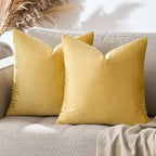 GIGIZAZA Yellow Velvet Pillow Covers 20x20 Decorative Pillows Pack of 2