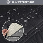 TAOCOCO 100% Waterproof Oversized Loveseat Recliner Cover, Non Slip Split Couch Covers for Reclining Loveseat with Elastic Straps for Kids Pets(Oversized 2 Seater, Black)
