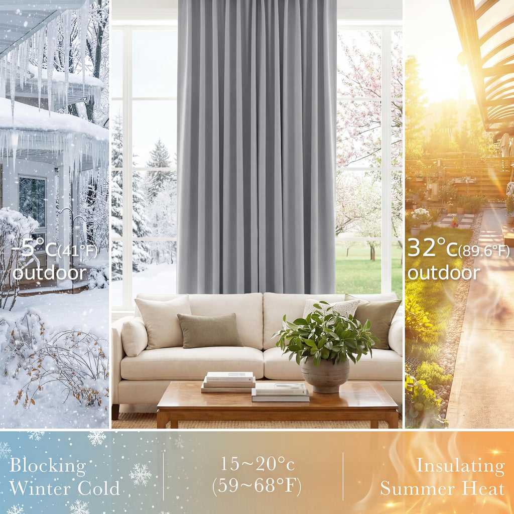PONY DANCE Curtains 45 Inches Long - Light Block Drapes with Back Tabs & Rod Pocket Top Window Treatments Panels for Decoration, 52 x 45 Inches, Silver Grey, 2 PCs