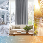 PONY DANCE Curtains 45 Inches Long - Light Block Drapes with Back Tabs & Rod Pocket Top Window Treatments Panels for Decoration, 52 x 45 Inches, Silver Grey, 2 PCs