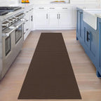 KOZYFLY Runners for Hallways 2.6x8 ft Washable Kitchen Runner Non Slip Rubber Backed Hall Runners Cotton Entryway Runner Rugs Floor Carpet for Indoor Backdoor Bedroom Kitchen, Reddish Brown/Coffee