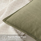 MIULEE Decorative Linen Pillow Covers 18x18 Inch Light Olive Green