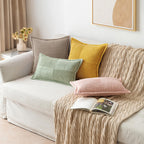 MIULEE Decorative Lumbar Throw Pillow Covers 12x20 Inch Light Brown 2 Pack