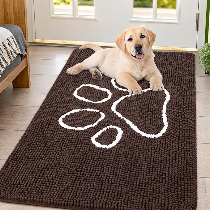 Smiry Dog Door Mat for Muddy Paws, Absorbent Non Slip Dirt Trapper, 54x32