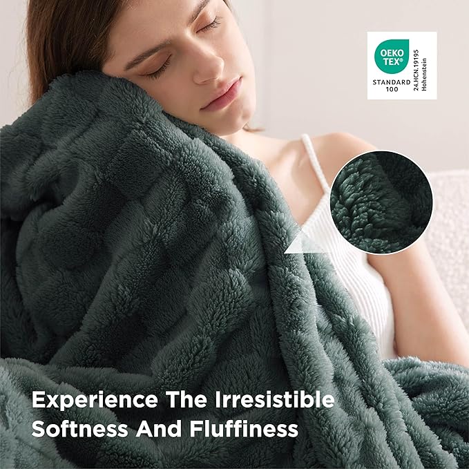 Bedsure GentleSoft Dark Green Spring Throw Blanket for Couch - Checkered Fleece Blankets for Kids Girls, Cute Soft Cozy Throw for Bedroom Home Decor Gifts, 50x60 Inches