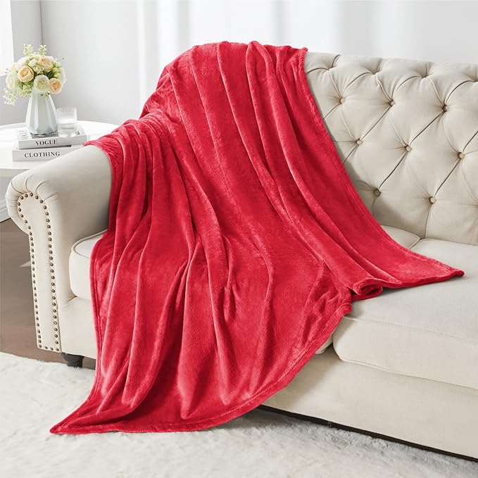 BEDELITE Fleece Blanket Soft Plush Throw for Couch Red 50"x70"