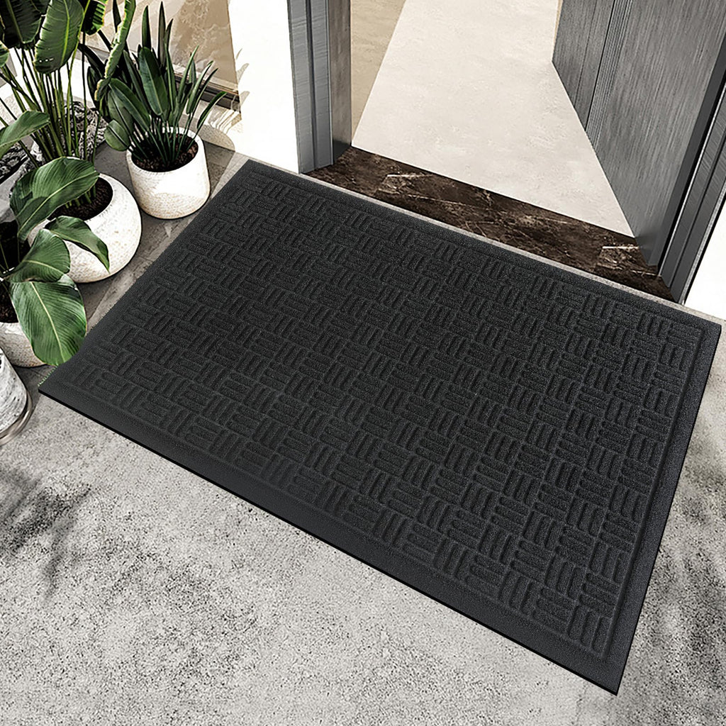 Mibao Front Door Mat Outdoor Entrance, 61.5" x 36" Heavy Duty Welcome Mat, Waterproof Dirt Trapper Doormat, Super Absorbent Indoor Entryway Mat for Patio & Porch - Black