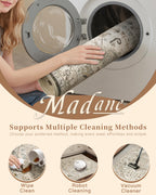 Madane Hallway Runner Rug 3x10 Washable Kitchen Runners 10ft, Ivory/Brown