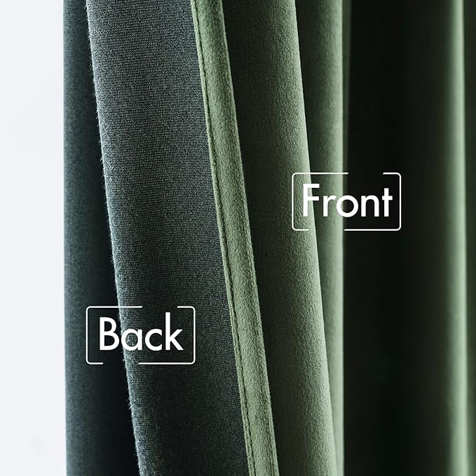 MIULEE Velvet Curtains 94 inches - Luxury Blackout Curtains for Bedroom Living Room Thermal Insulated Super Soft Window Drapes Rod Pocket & Back Tab, Olive Green, W52 x L94 inches, 2 Panels