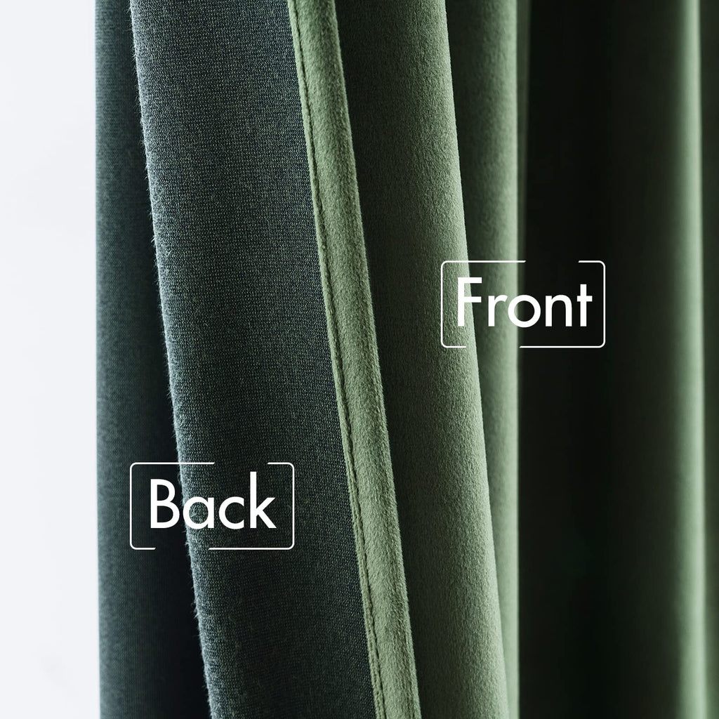 MIULEE Velvet Curtains 52x94 inches 2 Panels Olive Green Blackout Curtains