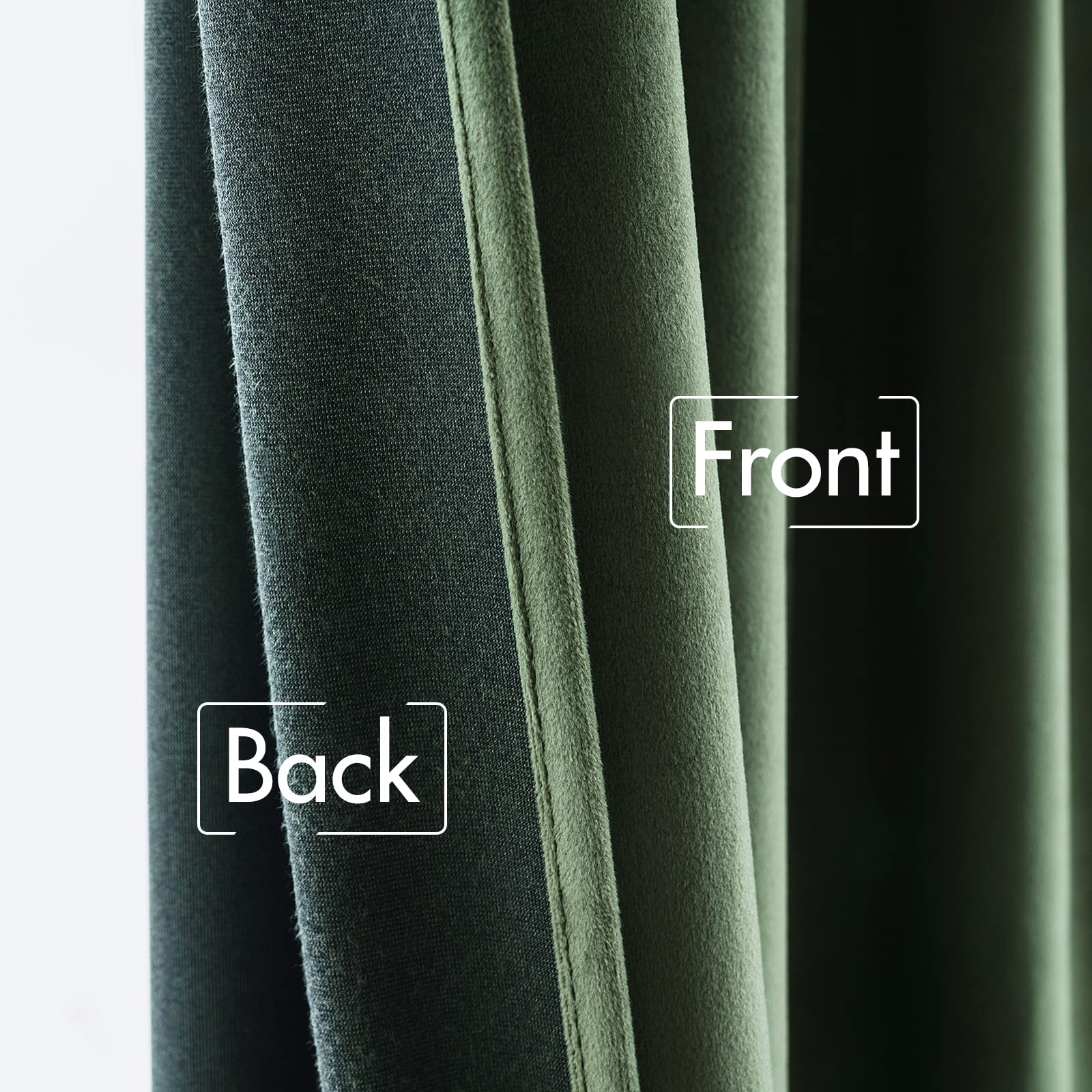 MIULEE Velvet Curtains 52x94 inches 2 Panels Olive Green Blackout Curtains