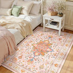 RELEANY Washable Area Rug, 3'x5', Pink/Light Pink/Colorful