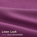 Nanspring Grape Purple Linen Curtains 96 Inch Long 2 Panels Set for Bedroom Living Room Linen Textured Window Drapes Semi Sheer Light Filtering Rod Pocket Back Tab Modern Farmhouse Curtain 52x96