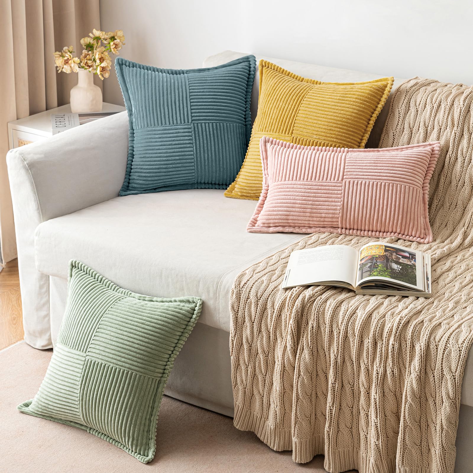 MIULEE Decorative Throw Pillow Covers for Couch 16x16 Inch Dusty Blue