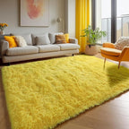 ONASAR Yellow Rugs for Living Room Bedroom, 5x8 Fluffy Bedside Area Rug, Soft Plush Shaggy Indoor Floor Carpet for Nursery Kids Girls Boys Teen Dorm Home Office Decor Aesthetic