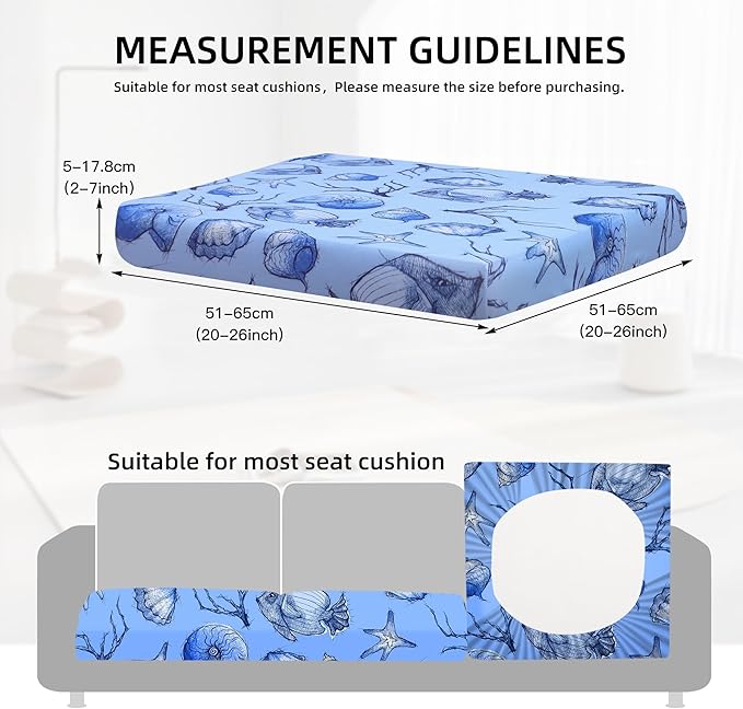 DREAHOTEXTIL 8Pcs Outdoor Cushion Covers, Elastic Patio Cushion Covers