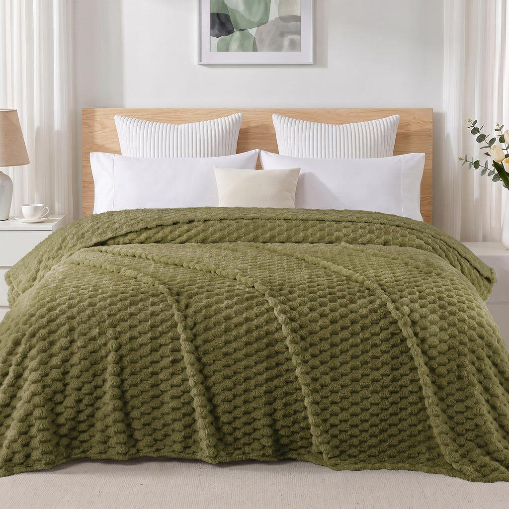 Exclusivo Mezcla 3D Fleece King Size Blanket for Bed, Burnt Orange