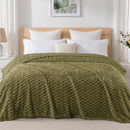 Exclusivo Mezcla 3D Fleece King Size Blanket for Bed, Burnt Orange